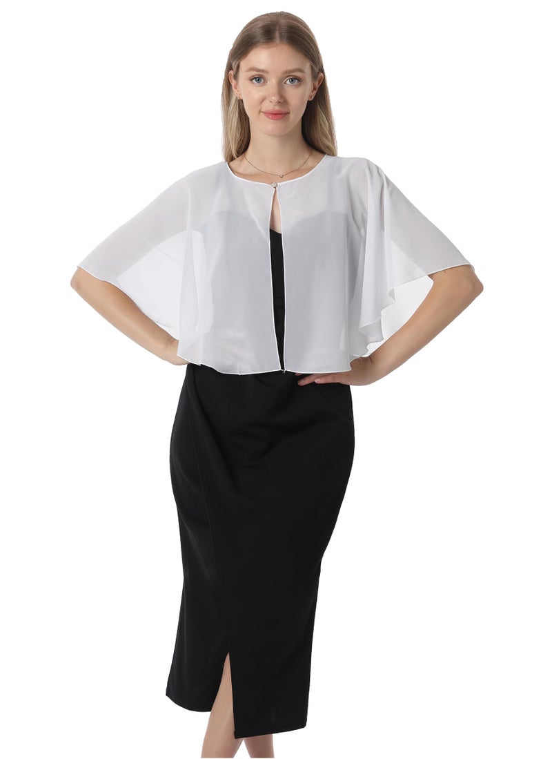 Hotshawl Chiffon Capelet Women's Soft capes Shawls and Wraps for Evening Dress Wedding Cape Cover Up (Ivory) - Image 3